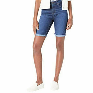 Levi's Bermuda Jean Shorts 545 Cuffed Rolled Medium Wash Mid Rise Stretch 4